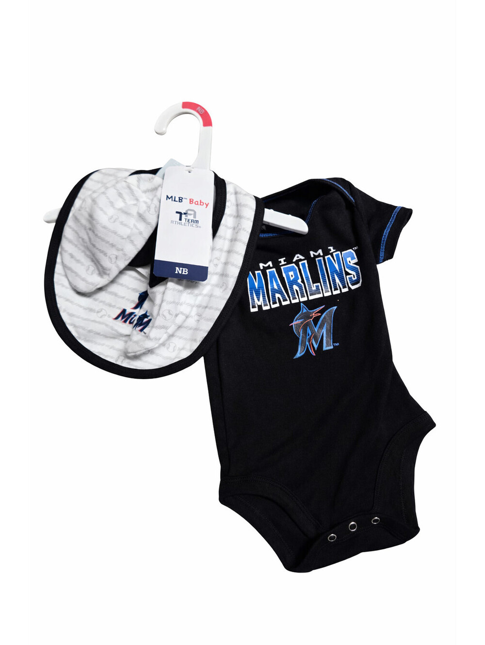 Official Miami Marlins baby outfit set.